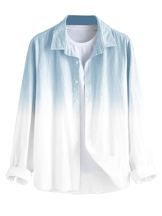 BE ACTIVE Men's Solid Slim Fit Cotton Casual Shirt with a blue and white ombre fade pattern.