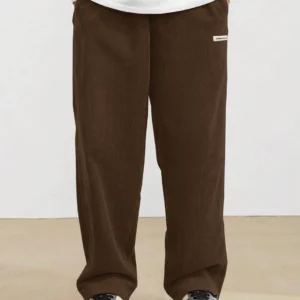 men's brown wide-leg or relaxed-fit sweatpants/trousers