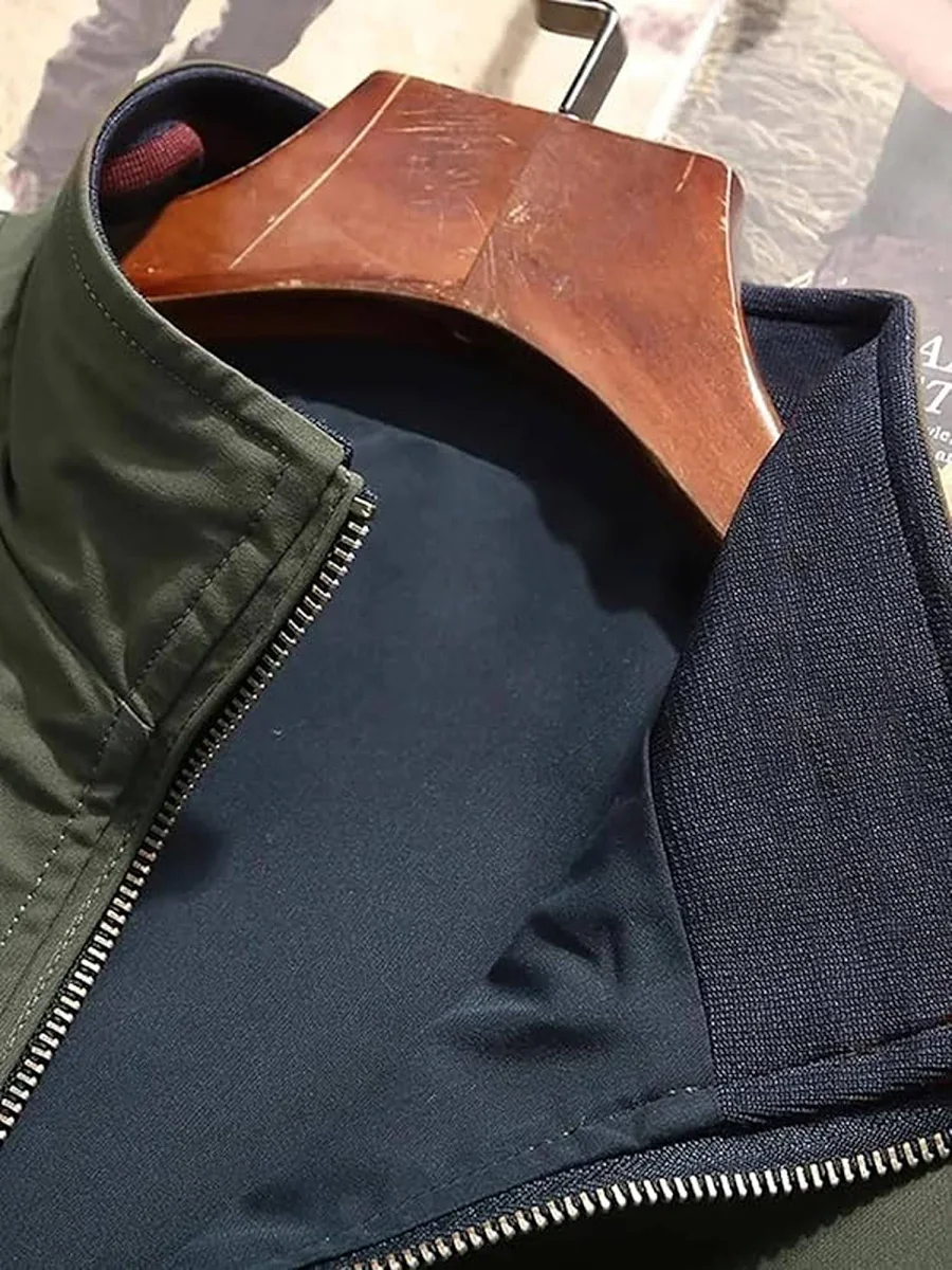 men's olive green reversible bomber jacket - Image 3