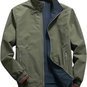 men's olive green reversible bomber jacket