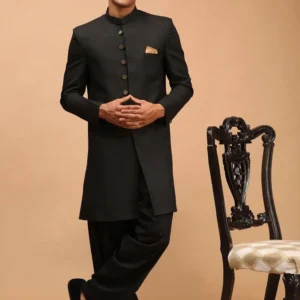 VASTRAMAY Men Bangalori Silk Indo Western Sherwani