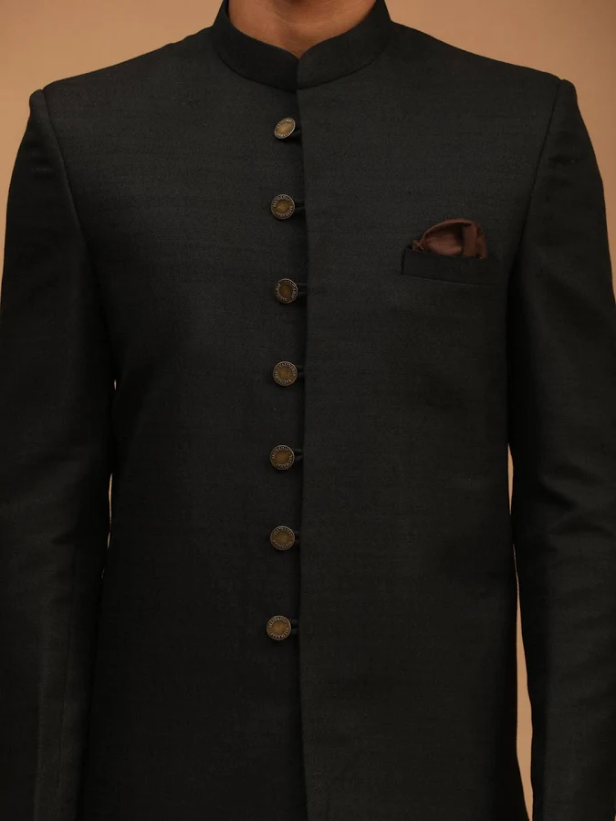 VASTRAMAY Men Bangalori Silk Indo Western Sherwani - Image 3